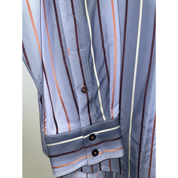 Tommy Bahama Men's Blue 100% Silk Striped Button Down Long Sleeve Shirt Large L - Picture 3 of 12